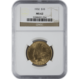 $10 U.S. GOLD INDIAN NGC62