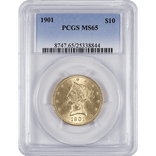 $10 U.S. GOLD LIBERTY PCGS65